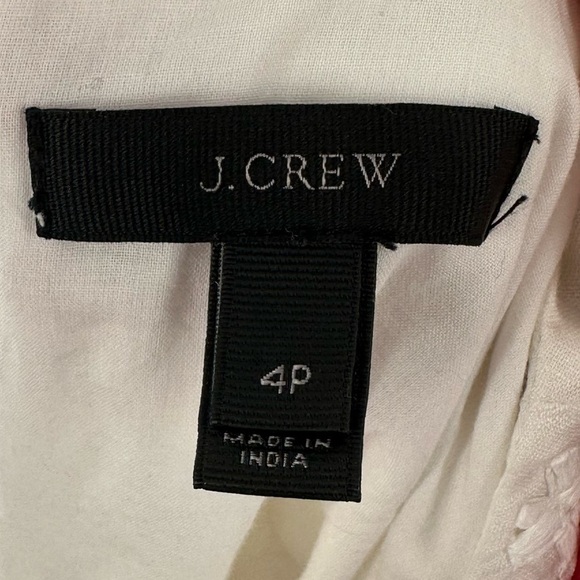 J crew womens top size 4P white 67% linen floral bedazzled embroidered peplum - Picture 10 of 15